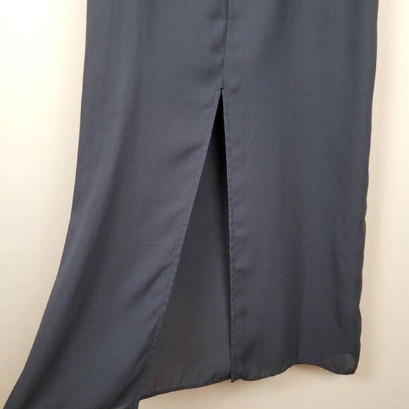 J. Crew Size S Crepe Maxi Slip Dress Spaghetti Straps Back Slit Black - Picture 7 of 12